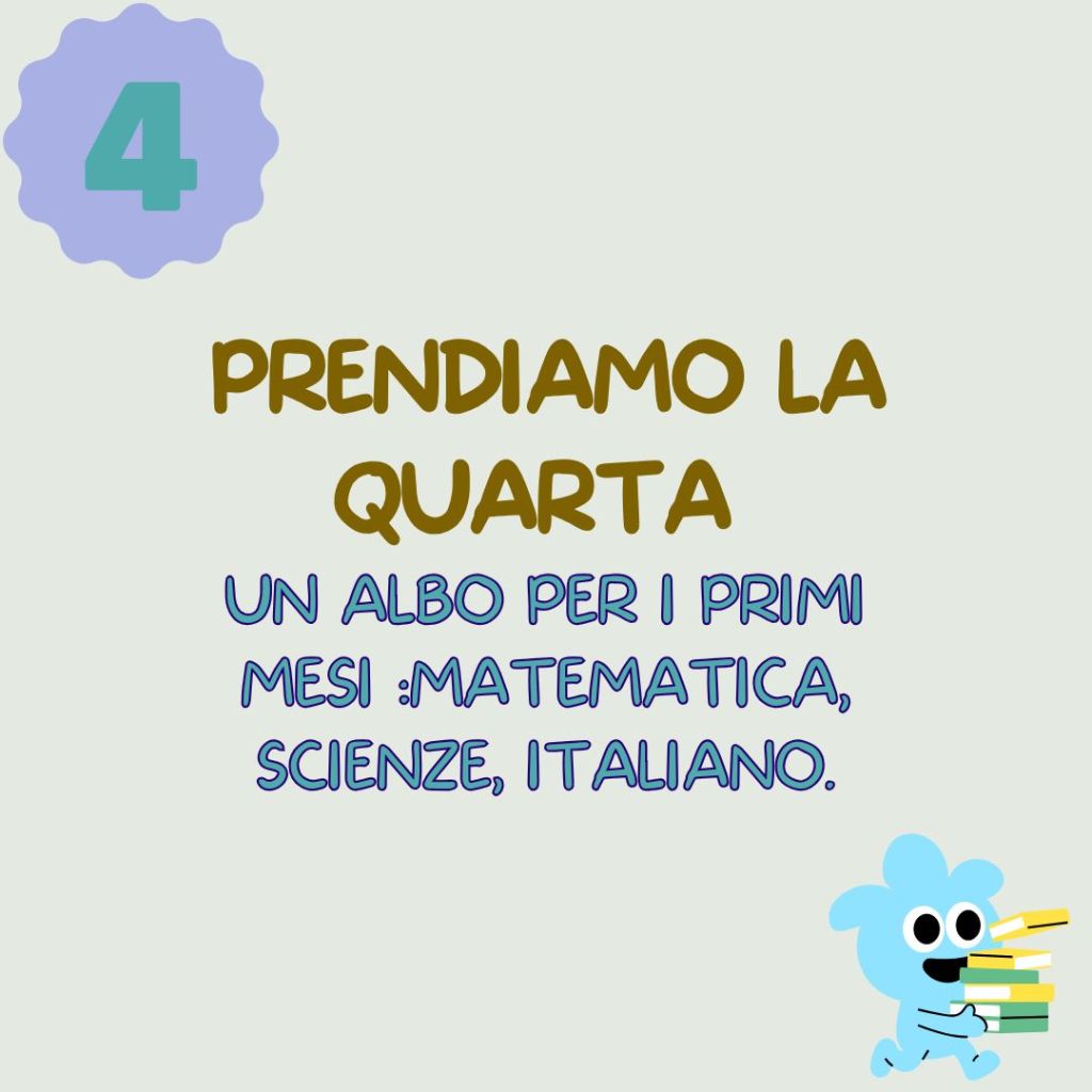 PRENDIAMO LA QUARTA: un albo per i primi mesi: mate, scienze, italiano.